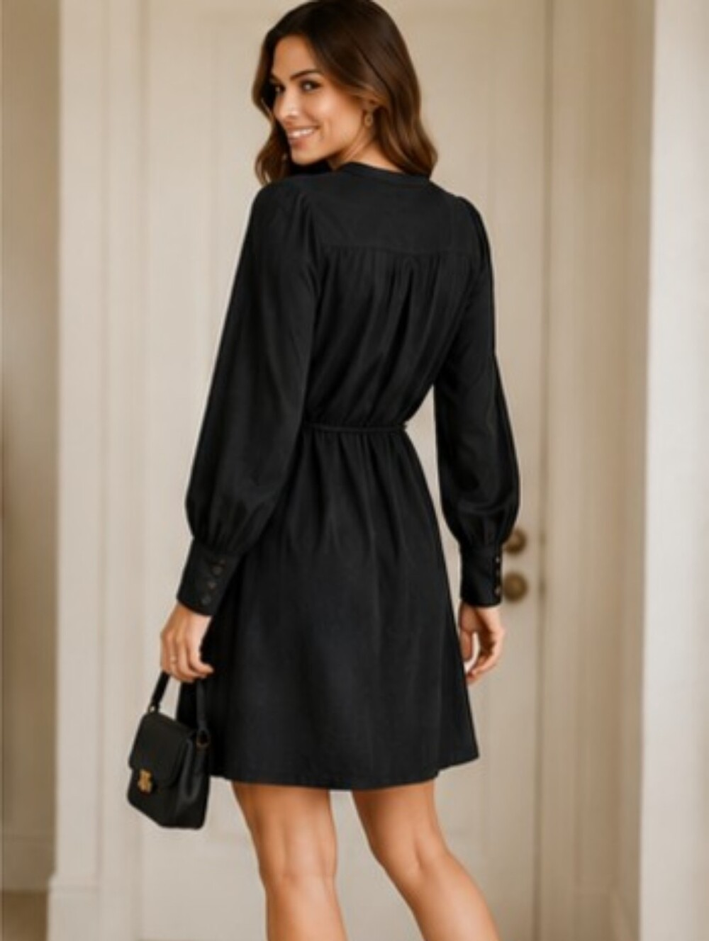 NWT Banana Republic Black Ramie Popover Shift Dress XXS Petite -No Slip Included - Picture 2 of 12